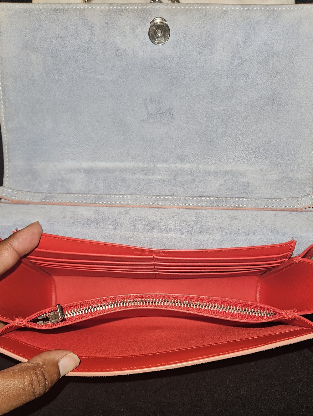 CHRISTIAN LOUBOUTIN Paloma The Sky Blue Denim Embellished Clutch Bag Crossbody - Picture 4 of 12